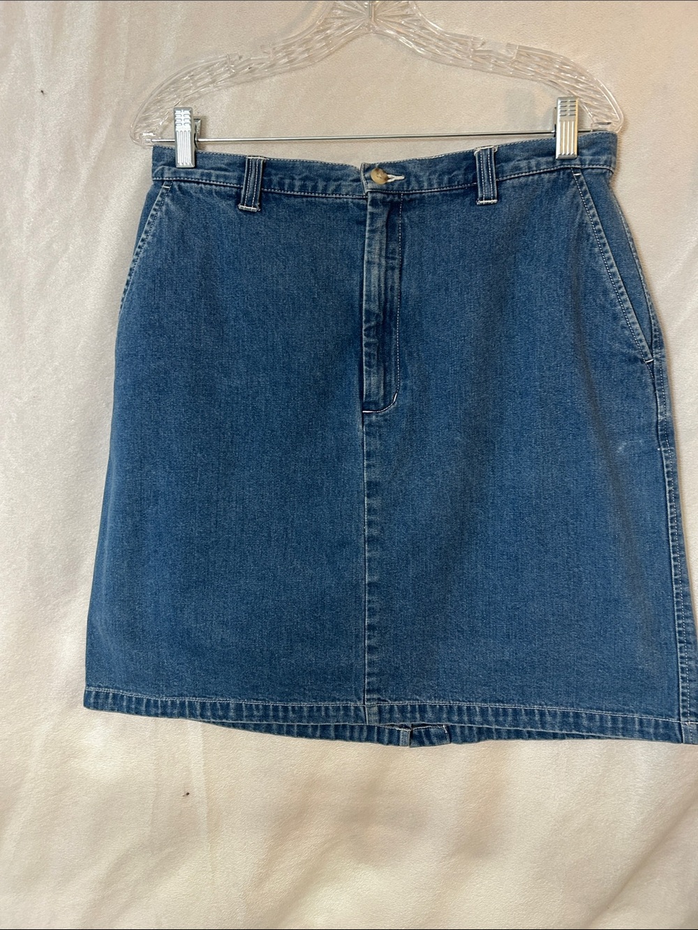 Classic Blue Denim A-Line Skirt by Eddie Bauer